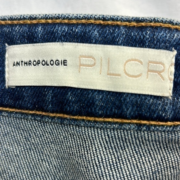 Pilcro by Anthropologie Cigarette High Rise Distressed Blue Jeans 32T EUC - Picture 3 of 14